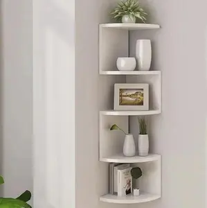 Corner Shelves - Floating Tiered Wall Mount Storage Organizer for Bedrooms, Bathrooms, Kitchens, Offices & Living Rooms, Lightweight MDF
