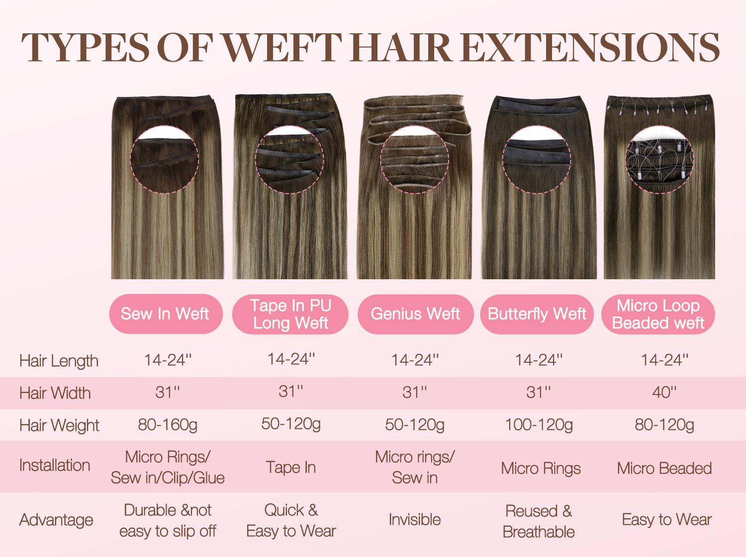 GOO GOO Sew In Weft Hair Extensions Real Human Hair Weft Extensions  Natural Straight Wefts Multiple Wearing Ways 10+ Color Choices Best Weft Extensions#SpringStatements