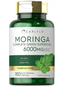 Moringa Oleifera Supplement | 180 Capsules | Complete Green Superfood for Women and Men | Non-GMO and Gluten Free | from Moringa Leaf Powder