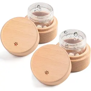 2PCS Pet Urns for Dog or Cat Ashes, Pet Hair Keepsake Box, Mini urns for pet Ashes, Wooden Pet Cremation Urns, Wooden Pet Fur Memorial Box Pet Loss Gifts Memorial Gifts (Paw Prints)