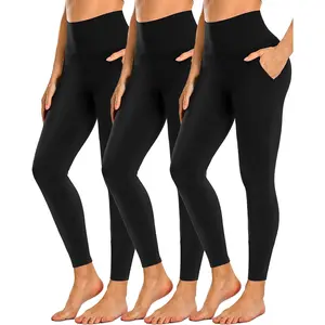 3 Pack Leggings with Pockets for Women,High Waisted Tummy Control Workout Yoga Pants