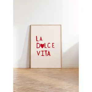 Trendy Quote Print Italy Wall Art Feminine Art Print Italian Quote Art Print Minimalist Heart Print Positive Art Decor Decoration Gift Glossy