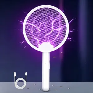 Electric Fly Swatter 4000V, Bug Zapper Racket Indoor with USB Rechargeable, Mosquitoes Trap Lamp Rechargeable with 1200mAh Battery for Indoor Mosquito Bat, Fruit Fly Killer for Home