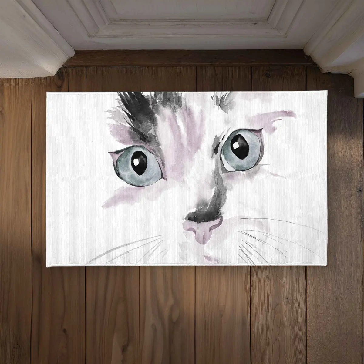 Begin Home Decor CODM2134DAAL9D 21 x 34 in. Close-Up Cat Watercolor Door Mat - Home Decor Indoor & Outdoor