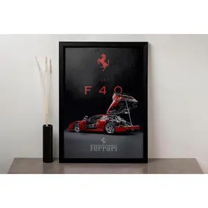 Iconic Ferrari F40 Supercar Art Poster - Vintage Sports Car Decor For S