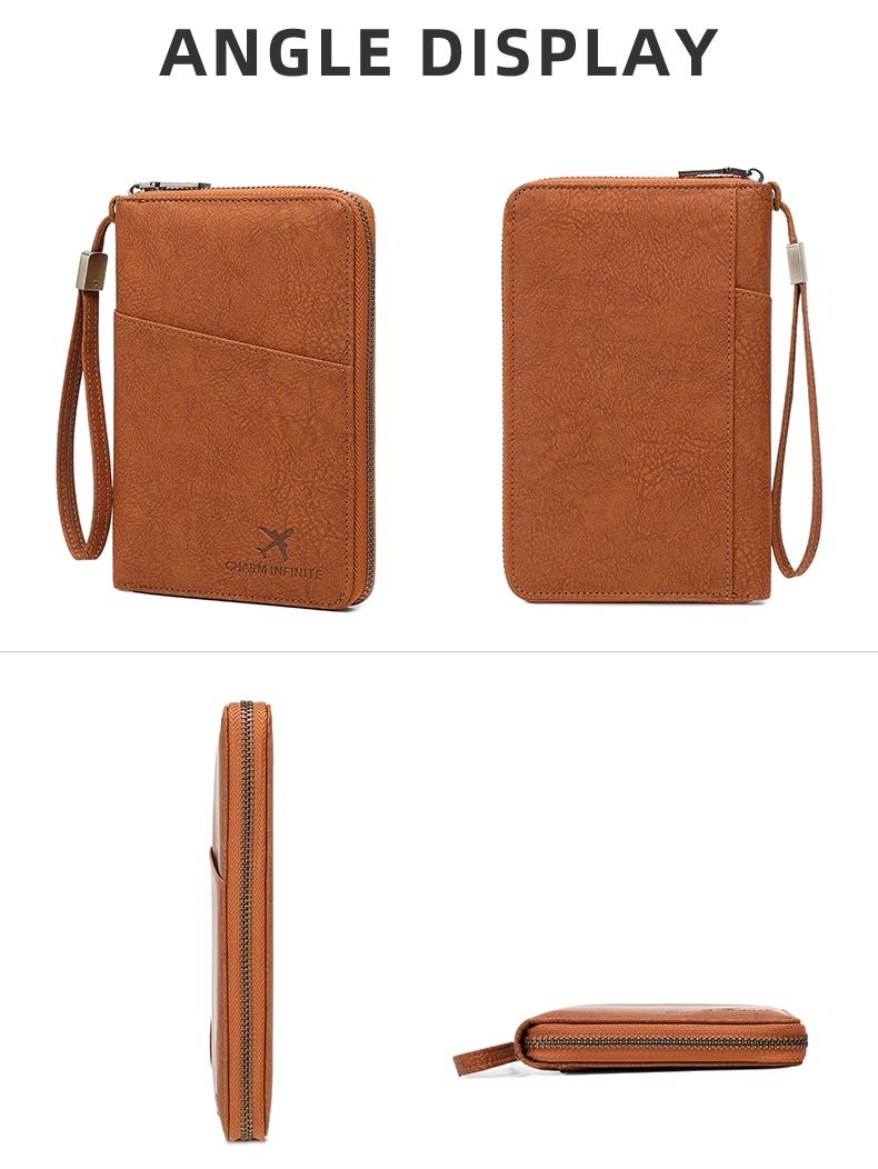 RFID Blocking Passport Holder, Holds Multiple Passports, Travel Document Organizer, Skin-Friendly Zipper Wallet, Detachable Wrist Strap, Passport Cover