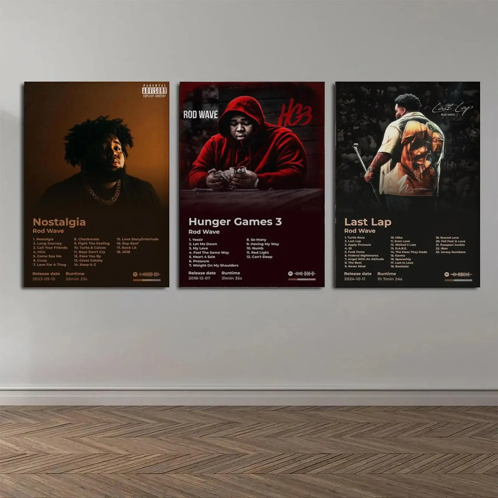 Set of 3 Rod Wave Album Cover Poster,Framed Poster, Rapper Posters,birthday gift,  Hip Hop Poster,Album Cover Print Wall Art, Music Poster gifts boyfriend