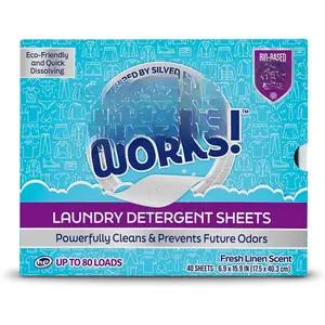 Dissolvable Laundry Detergent Sheets,  Ion Odor Elimination Technology, Powerfully Clean &  Odors, Dissolves Fully, 40 Sheets, Fresh Linen