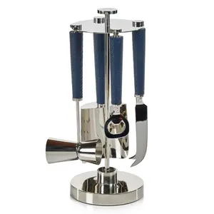 Zodax Laguna Nickel & Leather Bar Tool Set