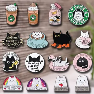 16PCS creative cat series brooches, metal painted badges, versatile accessories, exquisite gifts