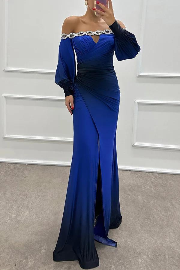 Fashion Sexy One Shoulder Printed Women's Party Dresses Spring And Autumn New Long Sleeved Slim Elegant Ladies Party Dress 2025