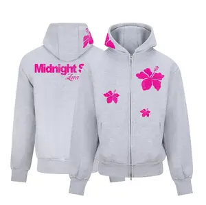 Hibiscus Flower Hoody, Hibiscus Midnight Sun Hoodie, Zip Up Hoodie