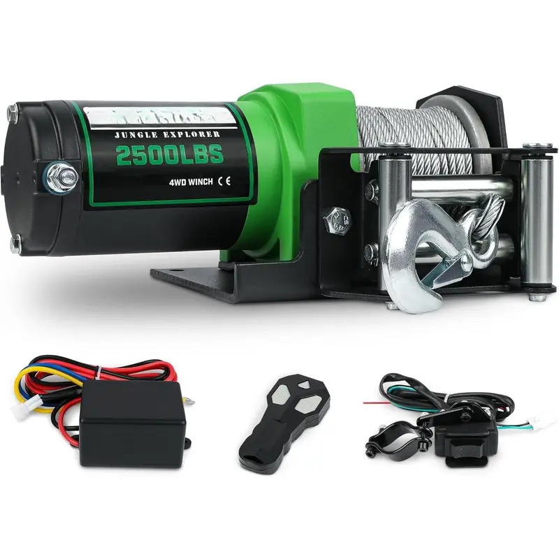 2500 lb. ATV/UTV Electric Winch, 12V  Steel  Winch,Electric Winch with Wired Remote and  Remote for ATV UTV Towing,Boat,Off-Road