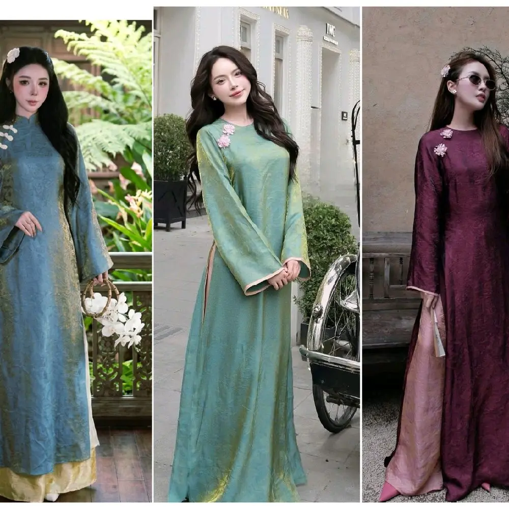 Áo Dài Cách Tân T7 ( Vietnamese Size) / Women Áo Dài / Girl Ao Dai / Áo Dài Tơ Tằm Dáng Suông / Vietnamese Ao Dai/ Áo Dài Tết / Luna Ao Dai