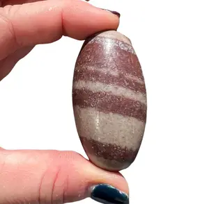New Moon Beginnings Shiva Lingam Tumbled Stone - Natural Stone with Colorful Stripes, Handheld Design