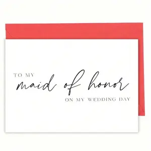 1PC,To My Maid Of Honor On My Wedding Day Card With Metallic Envelope, Maid Of Honor Card, Maid Of Honor Gift, Wedding Day Cards, Maid Of Honor -With Envelope, Greeting Card, Custom Message Card
