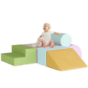 Scabine Kids Climbing Block Set–6-Piece Mixed-Color Play Set for Playroom&Preschool Toddler Indoor Rubber Soft Playgrounds Rubber Mulch Playground