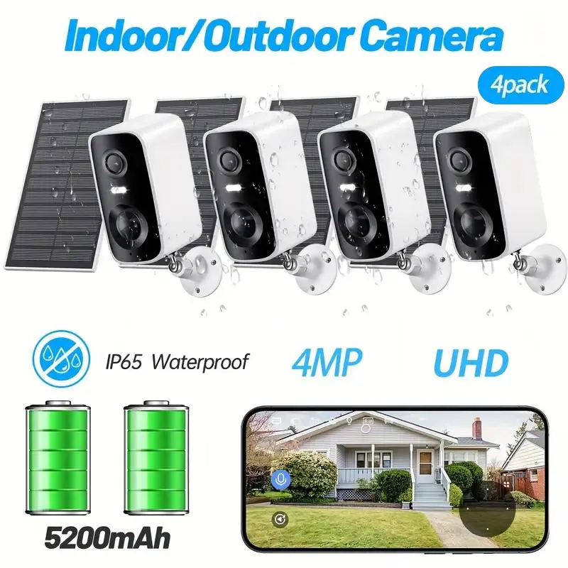 [SummerWins] Solar Security Camera Outdoor, Wireless Battery Home Indoor Camera, Solar Panel Autonomous, 360° 2K Full Color Night Vision, PIR Alarm