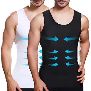 Men's Solid Shapewear Compression Vest, Tummy Control Body Shaper Tank Top for Fitness Workout & Sports, Fitness Workout Vest, Solid Color Vest
