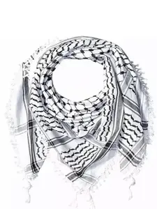 Keffiyeh (Palestinian Seller) White & Black Thick fringes and long Tassels Original Traditional Style Made in Palestine