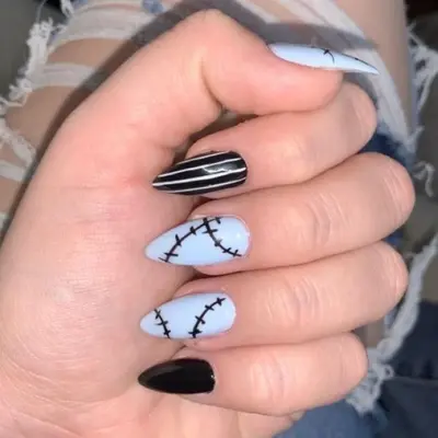 Sally from Nightmare Before Christmas Nails TikTok Shop