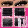560 Pcs 80D & 100D Individual Cluster Eyelashes Extensions Kit, Includes Tweezers, Bond, Seal, Remover & 2 Brushes, Mixed Styles & Lengths D Curl Cluster Lashes, Eyelashes Clusters, Home DIY Eyelash Extension Set for Women Makeup Tools