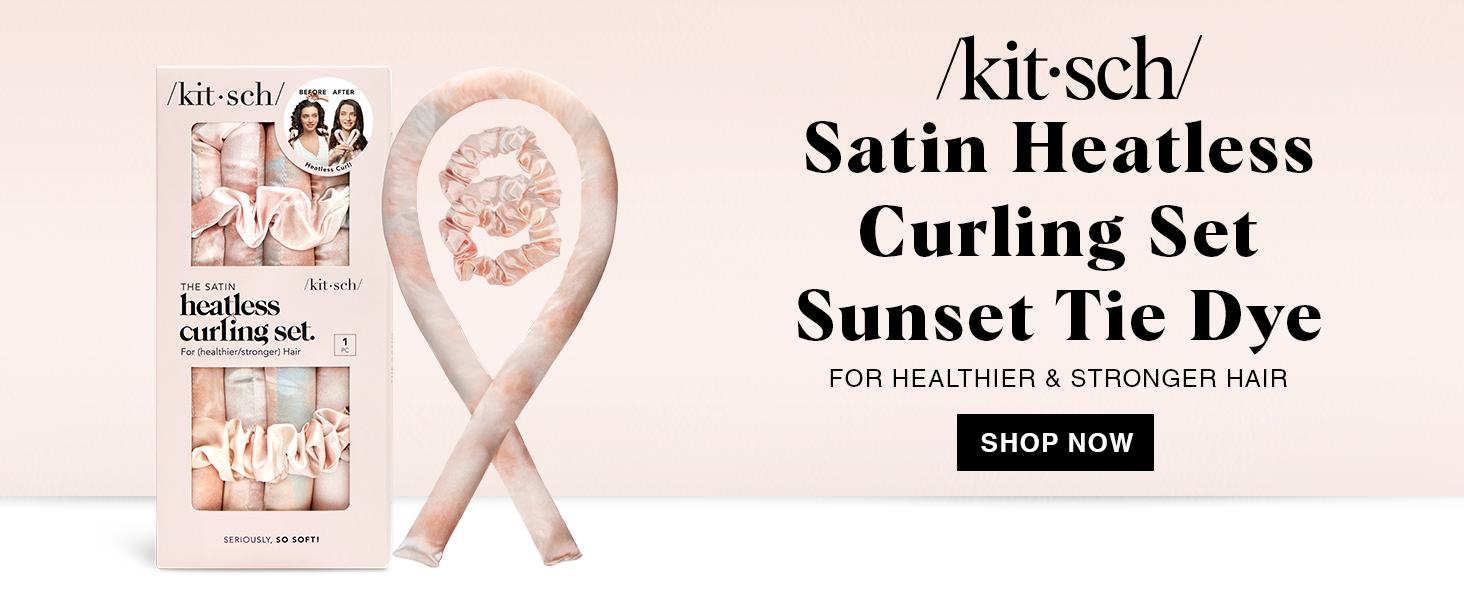 Kitsch Satin Heatless Curling Set - Heatless Hair Curler To Sleep In, Heat Free Curls Overnight, Frizz-Free, Soft Curls - For All Hair Types - Sunset