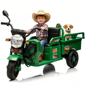 12V Kids Ride-On 3-Wheel Electric Cargo Trike, 2WD Battery Powered Truck with Anti-Slip Wheels, Large Storage Space, Extra Wide Seat, LED Lights & Music, for Toddlers 3-6 Years