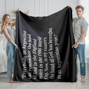 1 piece Maradona talks about the "Hand of God" and the Argentine Pope. themed flannel blanket - Modern-style all-season flannel blanket, suitable for sofas and beds, super soft and comfortable, digitally printed pattern, 100% polyester material