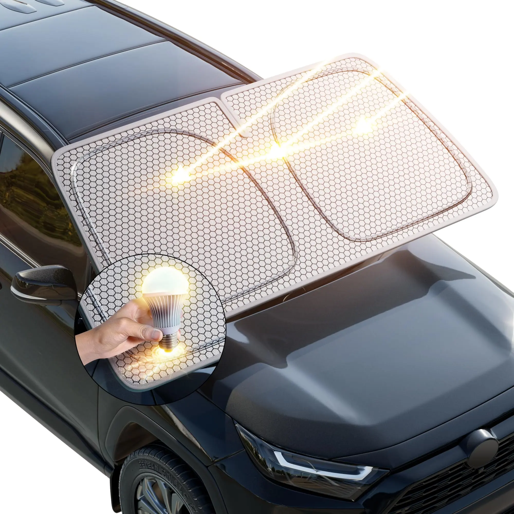 AUTOWOEL Car Windshield Sunshade – Odorless & Foldable, Fits Cars SUV Truck, Blocks Heat & UV, Protects Dashboard
