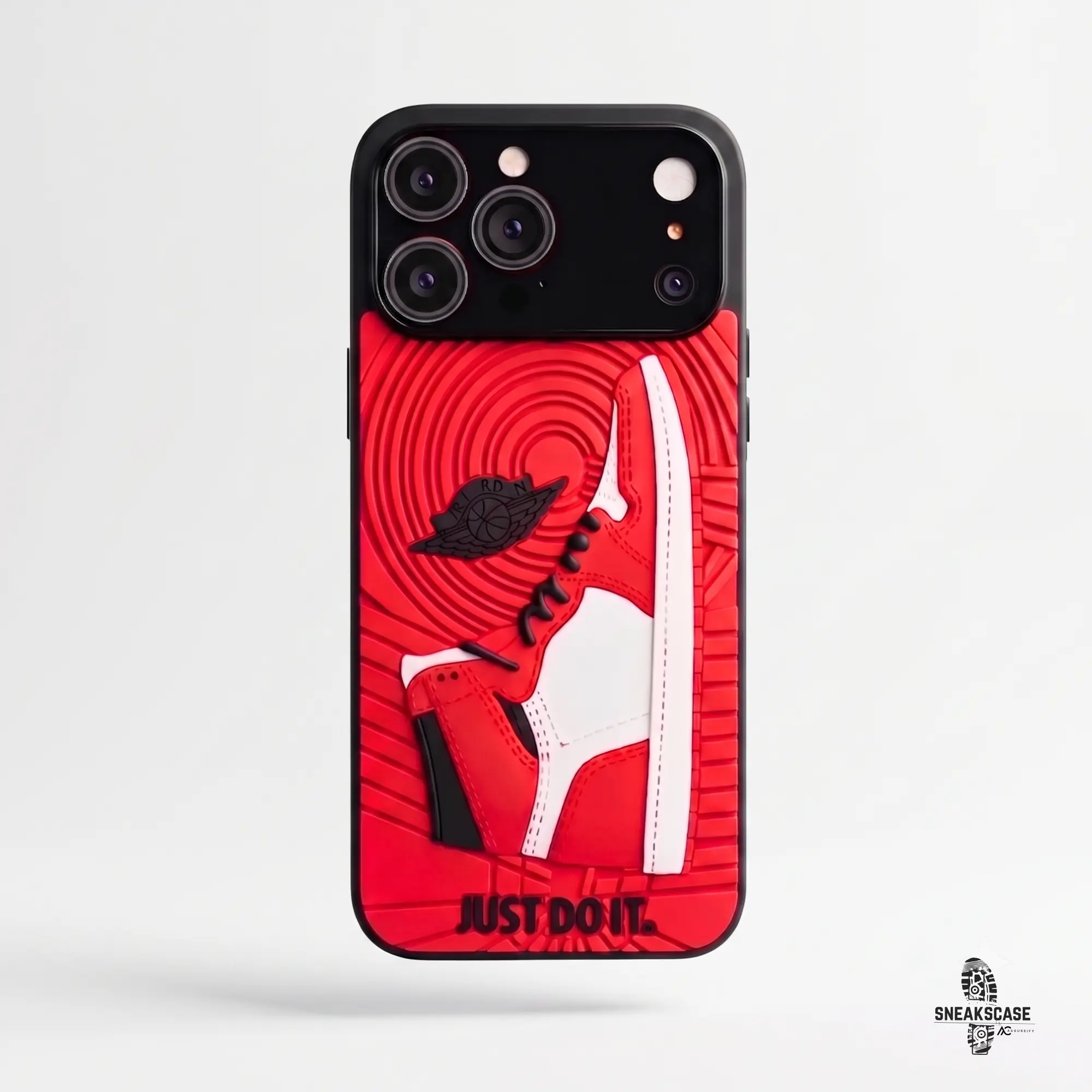 3D Streetwear-Inspired Urban Red Sneakscase iPhone Case - Silicone-TPU, Shockproof, Secure Protection Mobile Phone Accessory