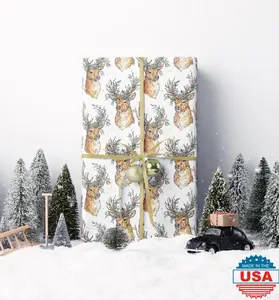 Christmas Wrapping Paper with Watercolor Deer | Premium Holiday Gift Wrap | Rustic Winter Festive Supplies #2
