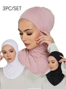 Women's Solid Color Instant Stretchy Hijab, Stretchable Hijab, Casual Elastic Neck Cover Hat, Versatile Simple Muslim Headscarf for Daily Wear, Modesty