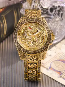 Men's Vintage Dragon Design Mechanical Watch, Fashionable Stylish Watch, Fashion Skeleton Automatic Watch for Party, Daily Clothing Decor, Trendy All-match & Exquisite Watch for Birthday Gift with Box