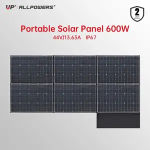 ALLPOWERS SP039 600W Portable Solar Panel, IP67 Waterproof, Solar Generator Kit with 44V Output and Foldable Solar Charger for Outdoor, RV, and Home Use.