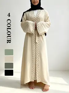 Daily Wear Embroidered Abaya, Modest Islamic Abaya, Polyester Breathable Fabric, 4 Colors 5 Sizes, Versatile for All Occasions, Not Includes Hijab and inner dress