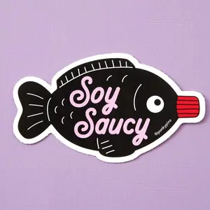 Soy Saucy Vinyl Sticker – Humorous Food Pun Decal, Laptop Water Bottle Decal Sticker