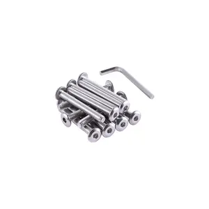 Flat Head Hex Socket Screws Bolts, 304 Stainless Steel Metric Furniture Bolts bz fastener (Silver)