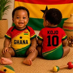 Ghana Baby Soccer Bodysuit, Personalized Name Number Baby Jersey, Personalized Ghana Soccer Jersey For Kids Youth