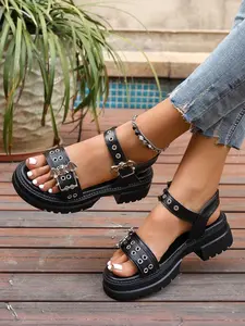 Women's Punk Style Bat Decorated Platform Sports  Sandals, Elegant Fashionable Sandals, Fashionable  Ankle Strap Sandals for Daily Wear, Casual Trendy Versatile High-quality Daily Comfortable Shoes, Fashionable Comfy Sandals