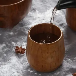 Wooden Tea Cup, Natural Wood Tea Cup, Chinese Wooden Water Cup, Simple Casual Drinking Cup for Home Office, Gift for Friends & Family, Drinkware