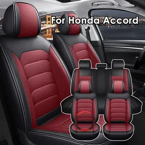 For Honda Accord 2024 2023 2017 2015 2014 2013 2012 2011 Car Seat Covers with Steering Wheel Cover, Deluxe Leather 5 Seats Waterproof Protectors, Full Surround for Most Vehicles SUV Small Pick-up Truck