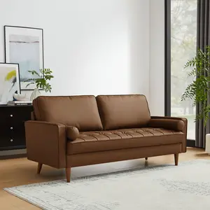Valour Tufted Vegan Leather Sofa in Brown Valour Tufted Vegan Leather Sofa in Brown