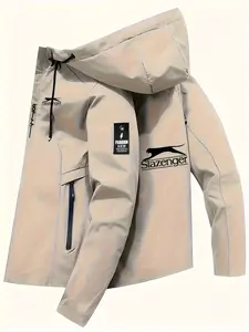 Slazenger Pilot Jacket with Fashion Never Stops Badge, Zipper Closure, Slim Fit, Polyester Lining, Casual Outerwear