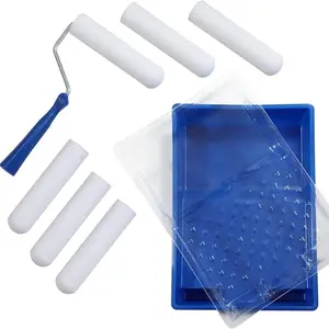 6 Inch Paint Roller Kit with Tray – Small Area Painting Set with Roller Frame & Covers | Smooth Finish Tool for Detailed Work, Walls, Cabinets & DIY Projects