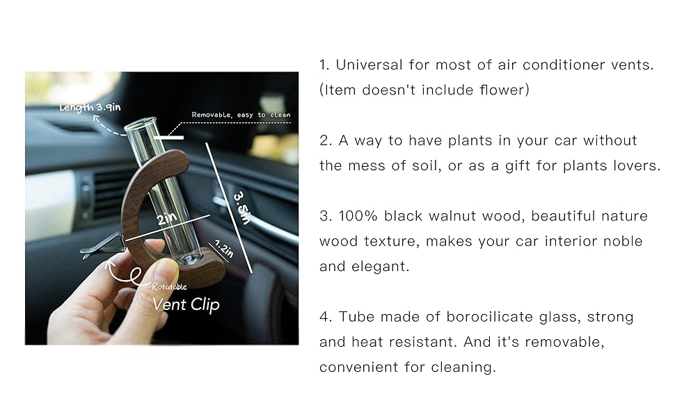 DIBMS Car Dashboard Decorations - Propagation Vase Vent Clip for Fresh/Dried Flowers, Plant Cuttings, Car Interior Aesthetics Decor Accessories - Gift for Plant Lovers, Women & Moms