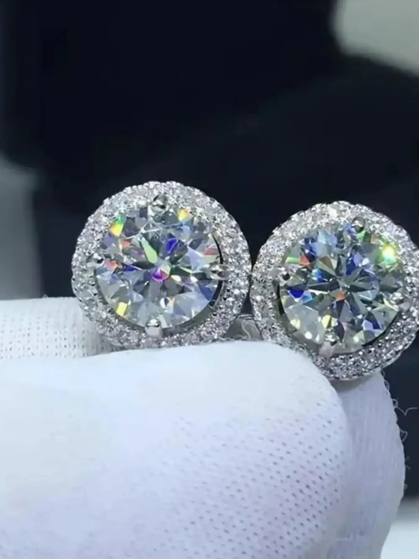 Silver Color Moissanite Lab Created Earrings Studs Set, Classic Fashion Jewelry Gift for Women Men, Perfect Birthday Mother's Day Present, Elegant Minimalist Earrings