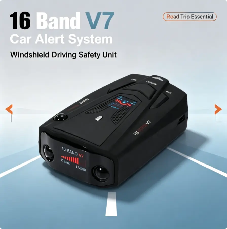 Car Radar Detector Laser Speed Measuring Device - Auto Speed Reminder, 360° Surround Protection, Space-Saving Windshield Bracket for Daily Car Owners, Highway Driving