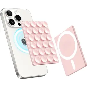 Magnetic Suction Phone Mount for MagSafe Case, Silicone Octo Cup Buddy Sticky Grip Holder for iPhone, Removable Hands-Free Selfie/Video for TikTok Influencers, Women Gift, Light Pink