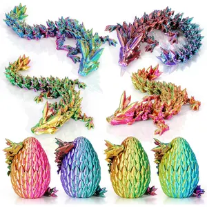 4PCS 3D Printed Dragon Eggs with Dragon Inside,Mini Easter Eggs Articulated Crystal Fidget Toys,Easter Basket Stuffers,Mystery Mythical Pieces (Style C)